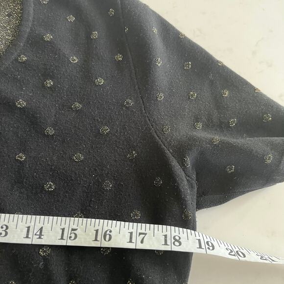 Escada black gold dot knit short sleeve sweater size Large - Picture 5 of 8